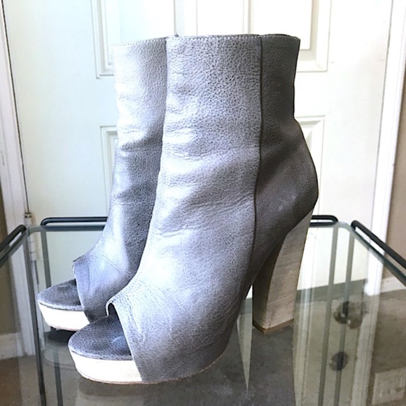 ALLSAINTS "Manifest" Peep-Toe Leather Ankle Boots EUC/sz 37= US sz 7 - Picture 8 of 13